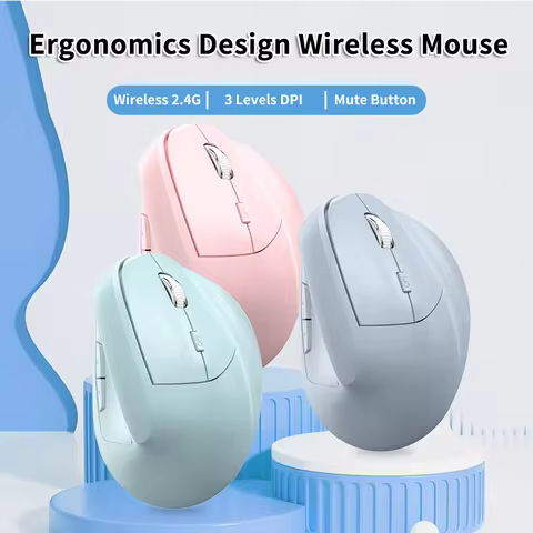 Wireless 2.4G Vertical Mouse Ergonomics Design DPI Button With Side Keys Plug And Play Office Use Mause PC Part Wide Compatible