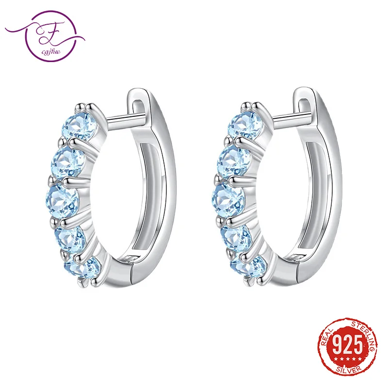 

Luxury S925 Sterling Silver Topaz Earrings for Women Natural Crystal Birthstone Studs Earring Exquisite Banquets Jewelry FCGJHW