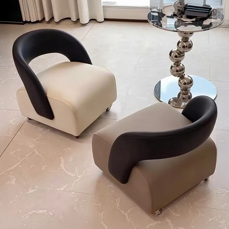 

Universal leather ottoman footstool with wheeled backrest for door shoes living room household space