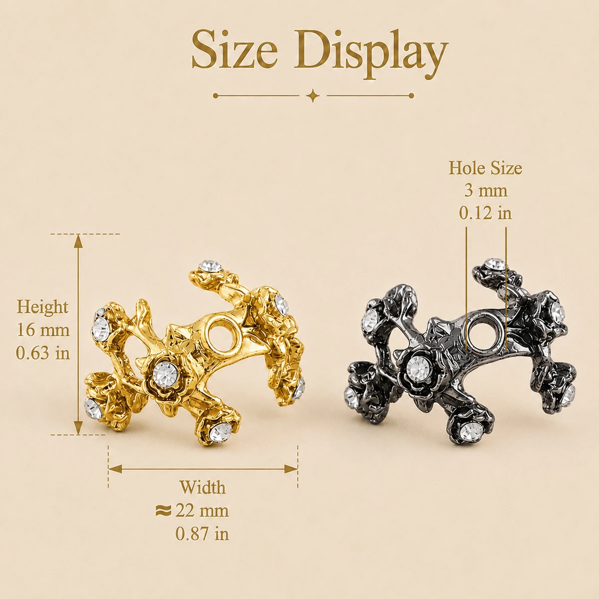 18mm 3pcs Aluminum Alloy Rose with Diamonds Flower Base Assorted Colors Spacer Loose Beads For Jewelry Making DIY Bracelets