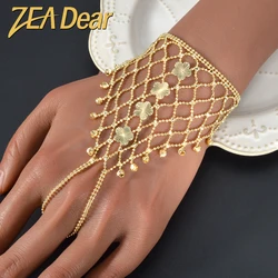 ZEADear Flower Butterfly Wristlet Gold Color Bracelet Bridal Engagement Wedding Anniversary Party Birthday Christmas Gift