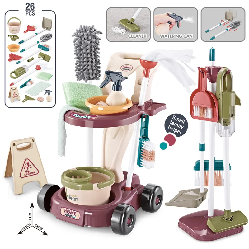 

26pcs Pretend Play Housekeeping Tool Set Cleaner Broom Dustpan Cleaning Vacuum Baby Mop Mini Tool Set Play House Toy for Toddler