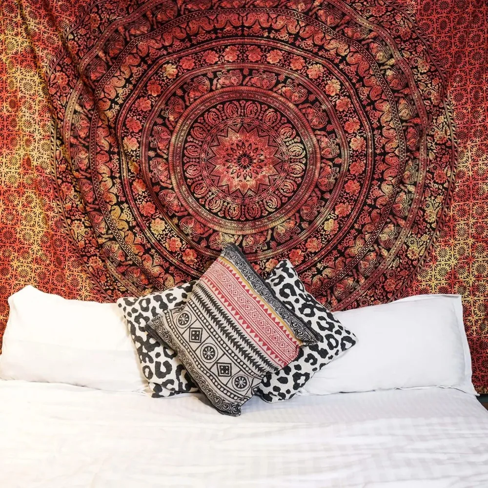 VIKAMA Hippie Mandala Tapestry Bohemian Aesthetic Wall Hanging for Indoor Room Home Decor