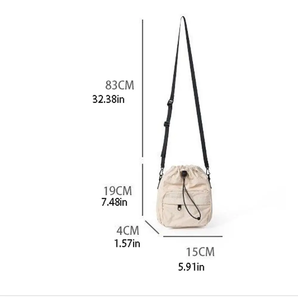 Koean Drawstring Crossbody Bag Nylon Pleated Tote Bag Large Capacity Shoulder Bag Travel Tote Bags