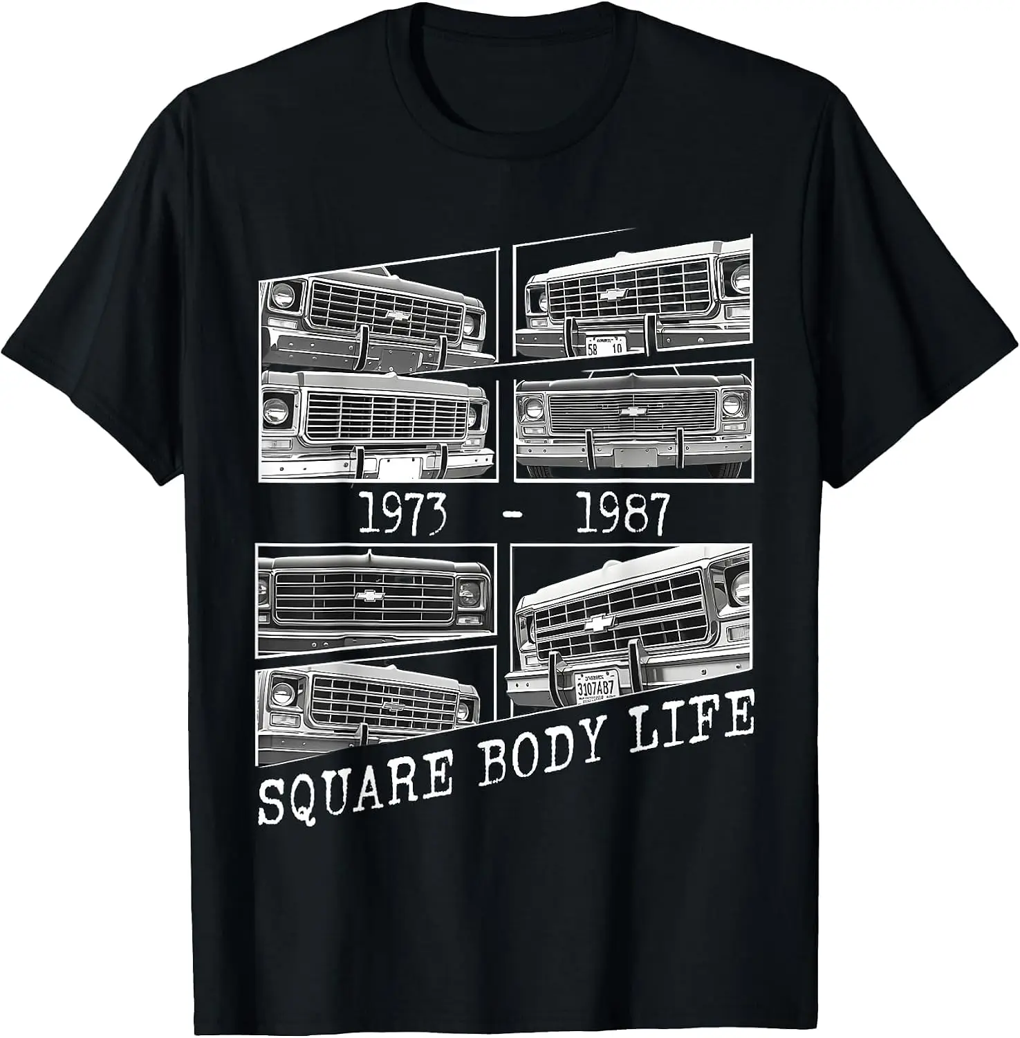Classic Square Body Truck Squarebody T-Shirt Men Casual Graphic Print T‑Shirt Crew Neck Short Sleeve Vintage Street Style Soft Fabric Daily Wear Tops Holiday Festive, Party Wear, Theme Print Tee.