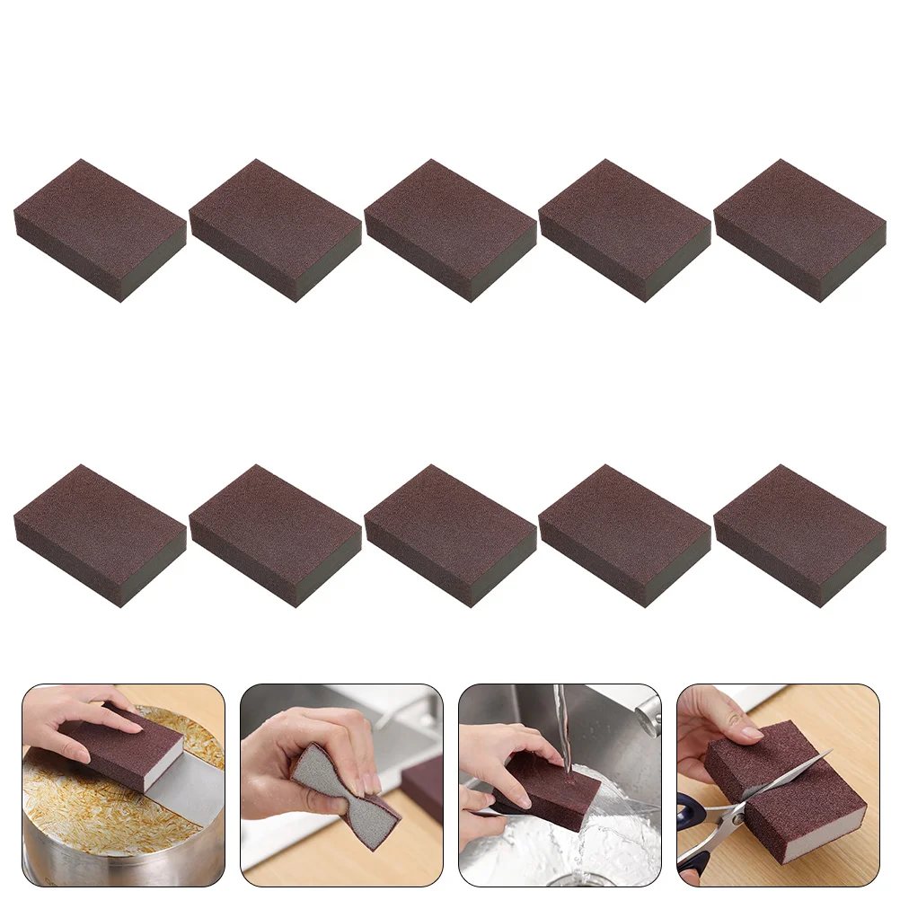 

10 Pcs Dish Sponge Scrubbing Kitchen Cleaning Sponges Pot Washing Brush Dirt Emery Rust Removal Bowl