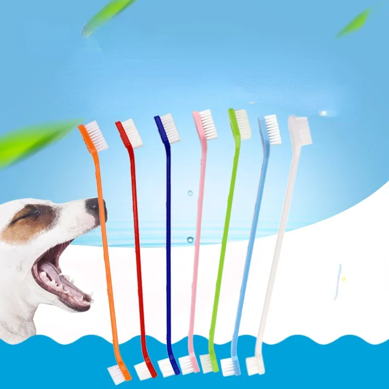 Pet Cat Dog Tooth Finger Brush Dental Care For Pet Cat Toothbrushes Pet Oral Dental Teeth Cleaning Double Ended Toothbrush