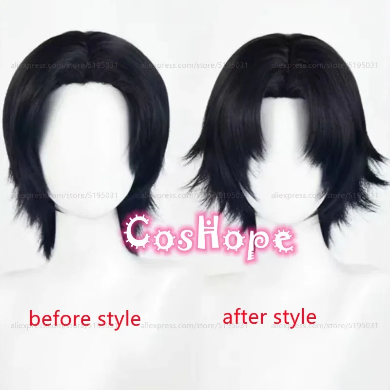 Chrollo luceller cosplay wig 30cm short black wig cosplay anime cosplay wigs heat resistant synthetic wigs