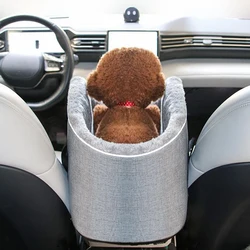 Pets Safety Seat Box Control Console Pet Nest Portable Pet Dog Car Seat Car Armrest Thicken Plush Box For Small Dog Cat Travel