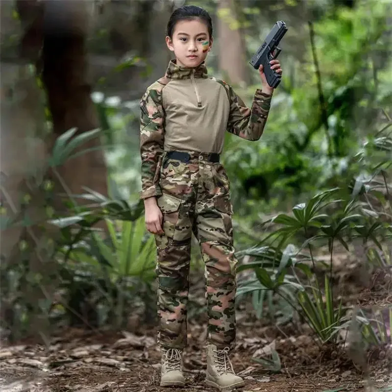 120-160Cm Boys Girls Us Army Military Uniform Airsoft Camouflage Combat Shirts Pants Tactical Disguise Kids Costumes Clothi NM34 view 2