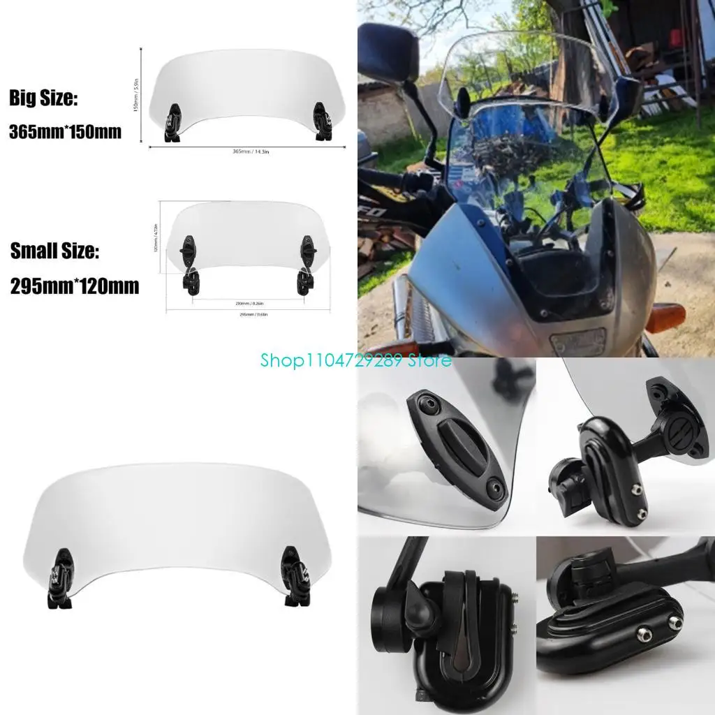 

D8KE High-performance Motorcycle Adjustable Windshield Extension Universal Clip-on Windscreen Quick Fixing 2 Sizes Compact-