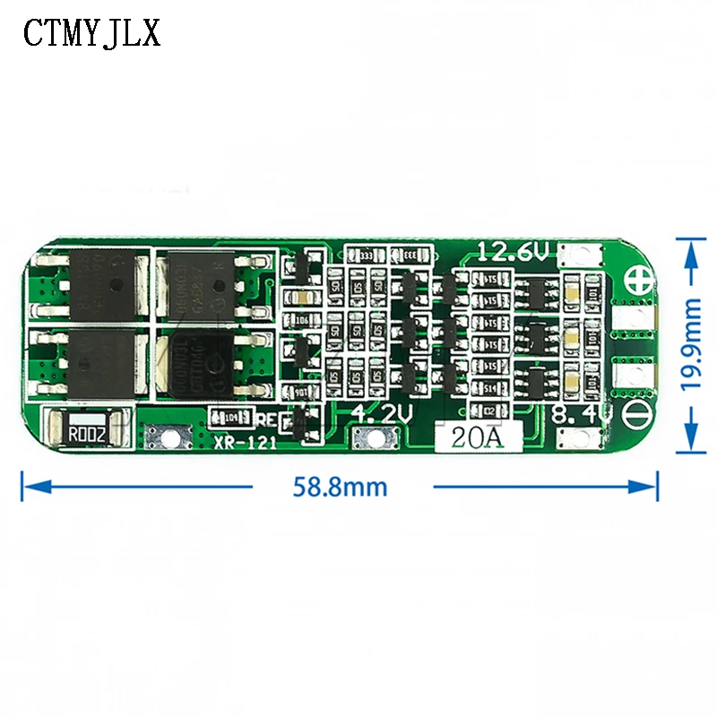Batterie Lithium-ion 3 S 20a, 5 pièces, Module de carte de Protection BMS PCB 18650 V, chargeur 12.6