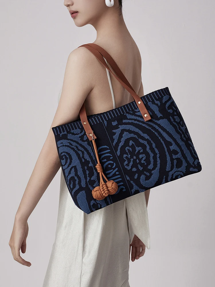 

Enius, оригинальная большая тканая сумка-тоут, женская сумка-тоут, новинка 2025, сумка через плечо, пригородная сумка из мягкого полиэстера