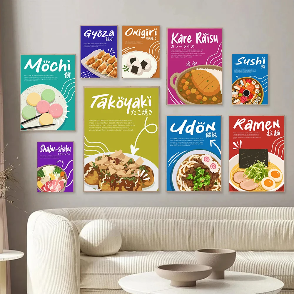 Classic Japanese Sushi Platter Posters Gyoza Katsudon Mochi Modern Prints Canvas Painting Wall Pictures Home Living Room Decor