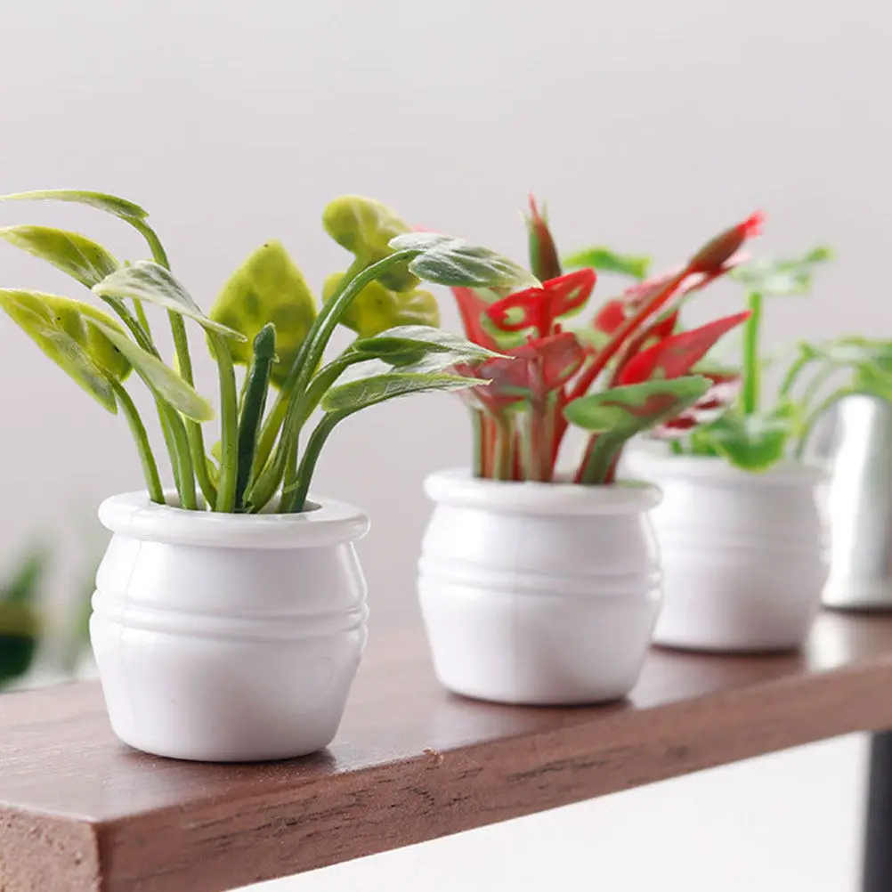 

Набор из 3 миниатюрных бонсай в горшках для декора кукольного домика: реалистичные миниатюрные комнатные растения, имитация мини-ландшафта