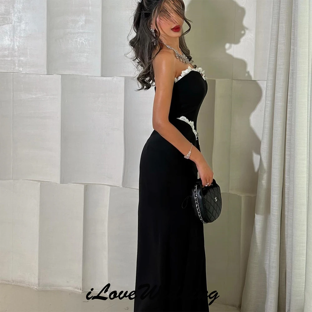 Elegante camisa preta runch plissado sem alças a linha vestidos longos sob medida ocasião simples elegante formal noite 2025 personalizado