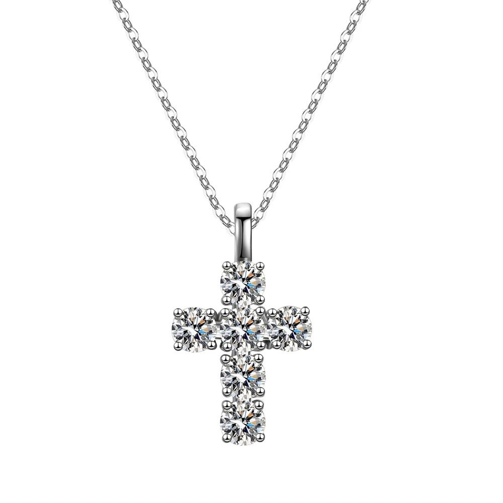 SEMNI Total 3.0CT GRA Certified Moissanite Diamond Cross Necklace Pendant For Women Men 925 Sterling Silver Men's Gift Jewelry