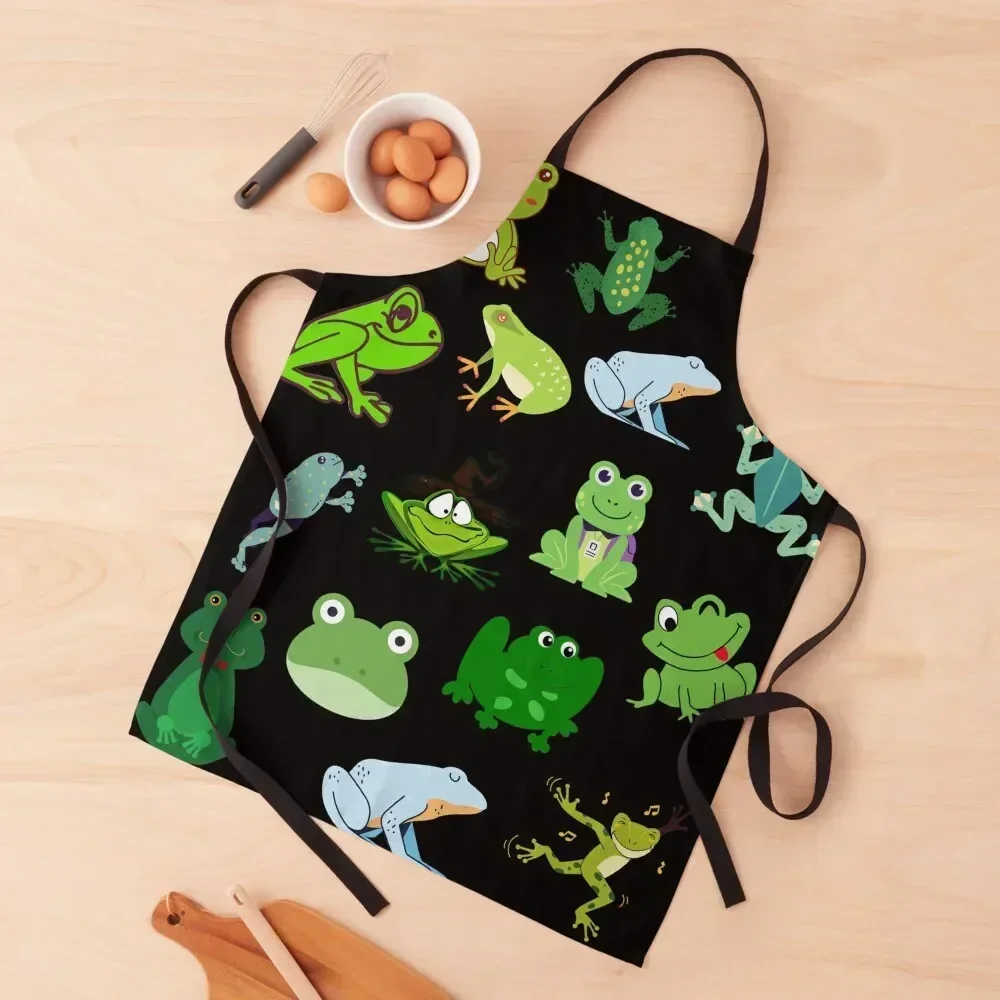 

cute frogs, frog pattern Apron Funny kitchen and home Hairdressing Kitchen Man Apron