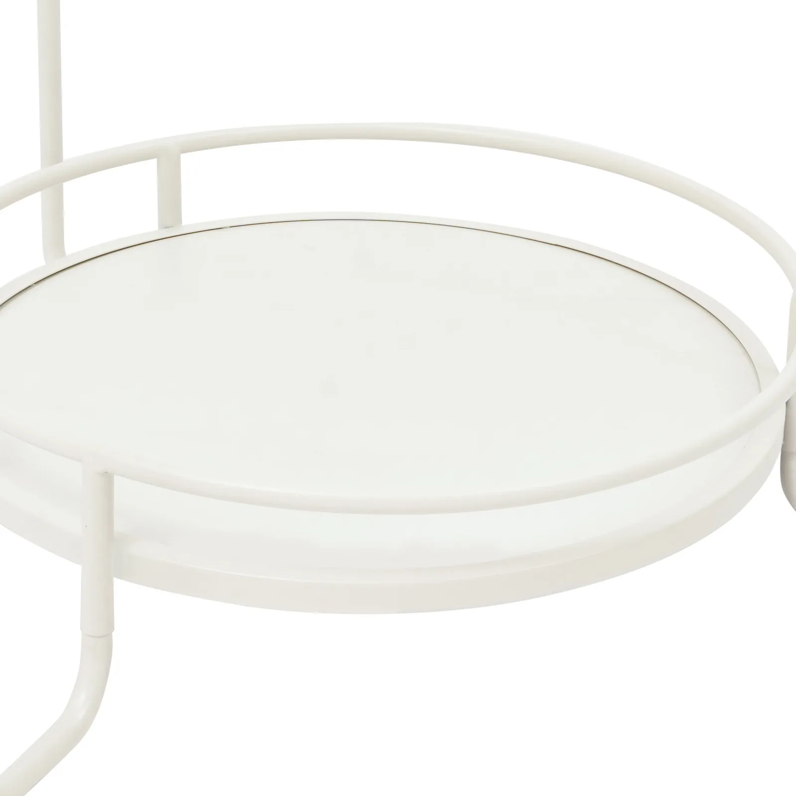 Café TablesModern 2 Tier Round Glass Side Table with White Frame for Living Room Bedroom Sofa