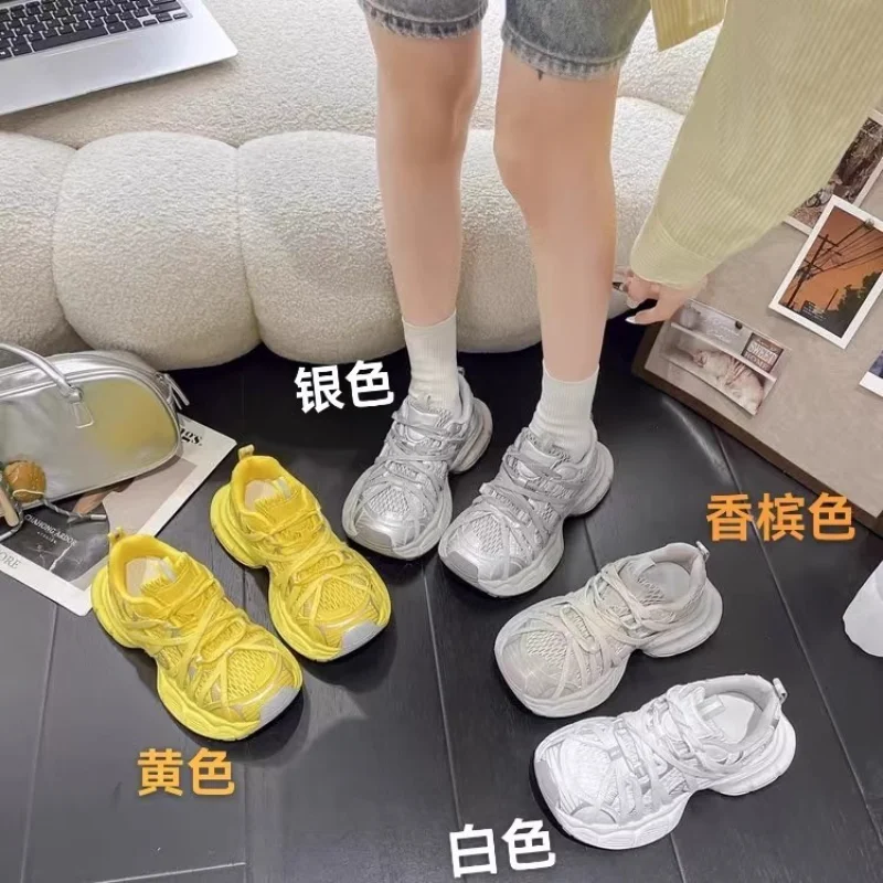 2026 Spring Summer Hot Ins Women Lace-up Breathable Mesh Sneakers, Outdoor Hiking Jogging Casual Sports Shoes