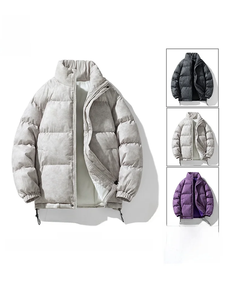 

Retro Thiened Cotton Jaet ex Winter Warm Casual Faion Couple's Clothing Polyester Fiber Long Sve Zipper Closure