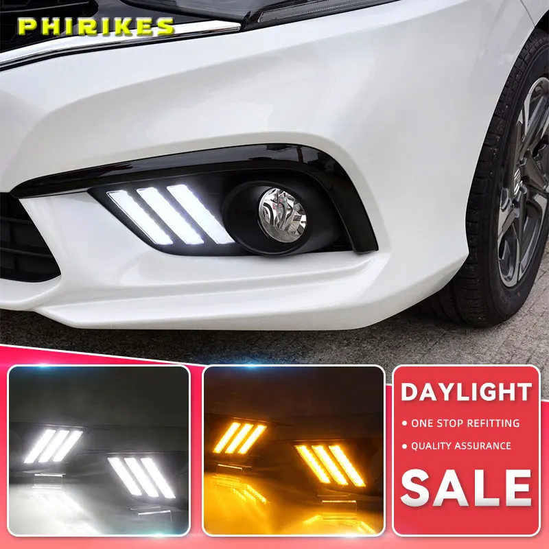 

2pcs For Honda ENVIX 2019 LED Daytime Driving Running Light DRL Car Fog Lamp 6000K White Turn Yellow Turn Blue Light