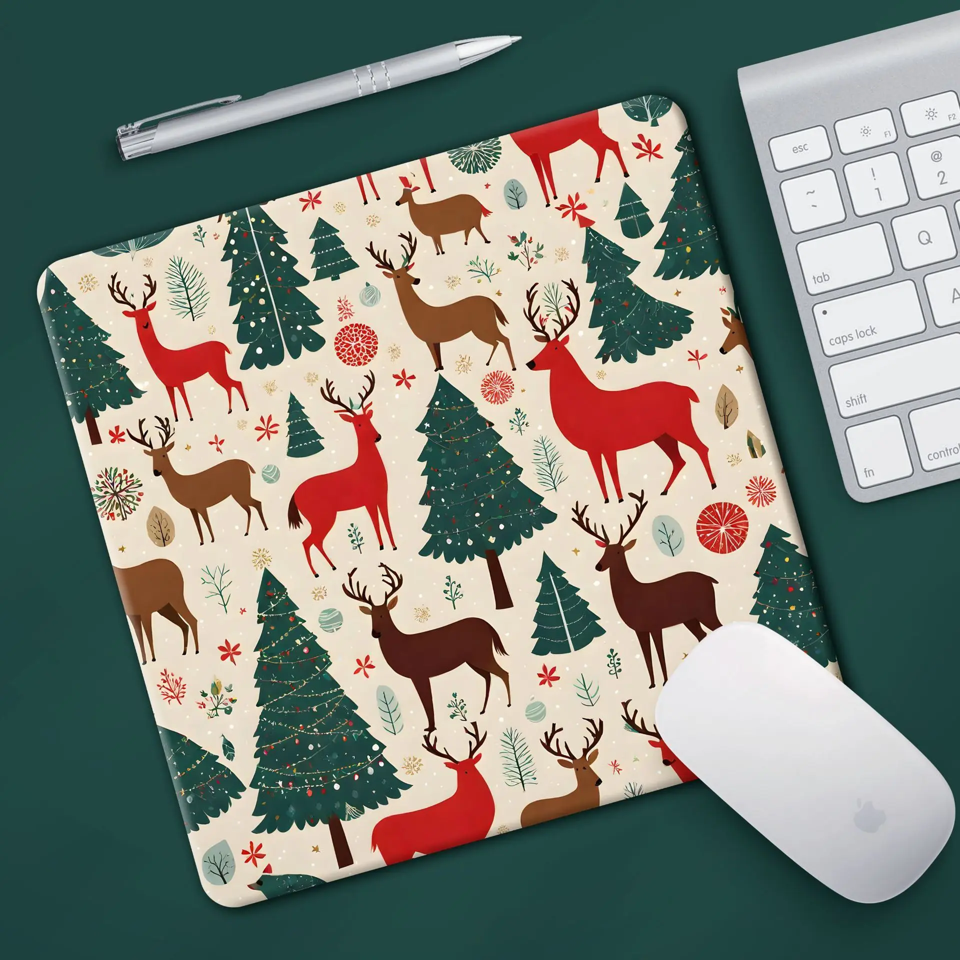 

Creative Christmas Tree Snowman Photovoltaic Gaming Glass Mouse Pad - XXL Cartoon Cute Hard Tempered Surface for FPS eSports