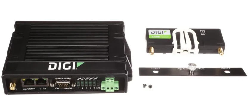 Digi IX20-W0P4 Routers Digi IX20 - Priority, LTE, CAT-4, Dual Ethernet, RS-232, Wi-Fi, No AccessoriesFirstNet Ready