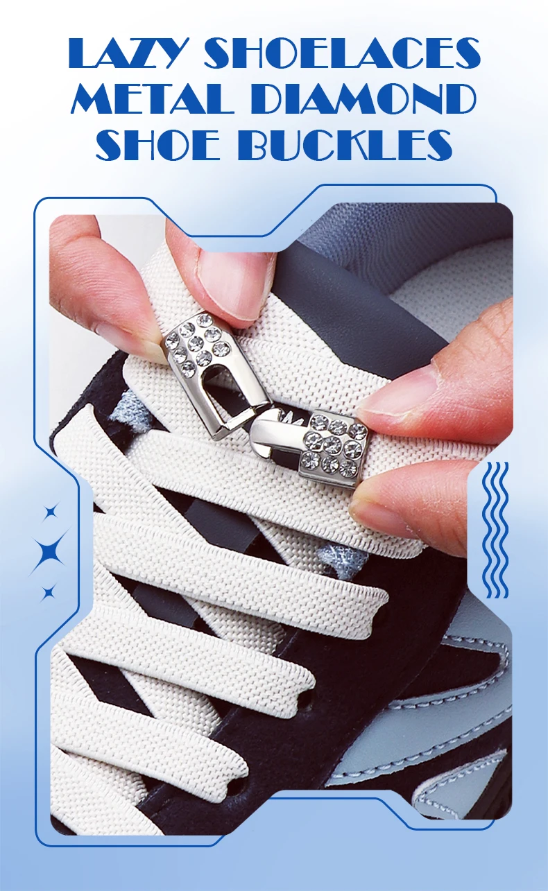 Neue Diamant-Schnürsenkel ohne Binden, elastische Schnürsenkel für Sneaker, Schnürsenkel ohne Binden für Kinder und Erwachsene, Schuhzubehör – Detail 1