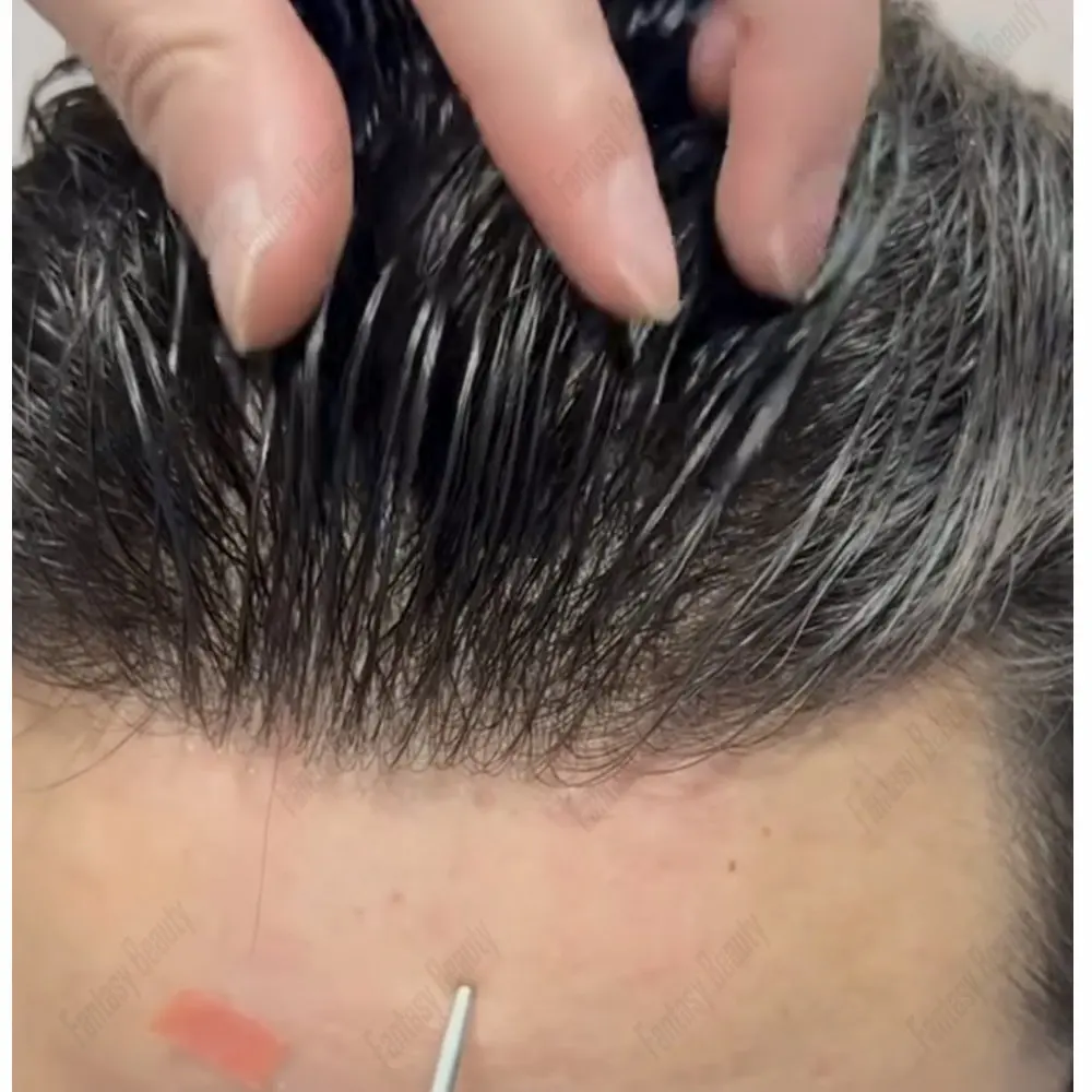 Natural Hairline Durable Thin Full PU Base Men's Hair Replacement System Men Toupee Human Hair Capillary Prosthesis Hairpiece