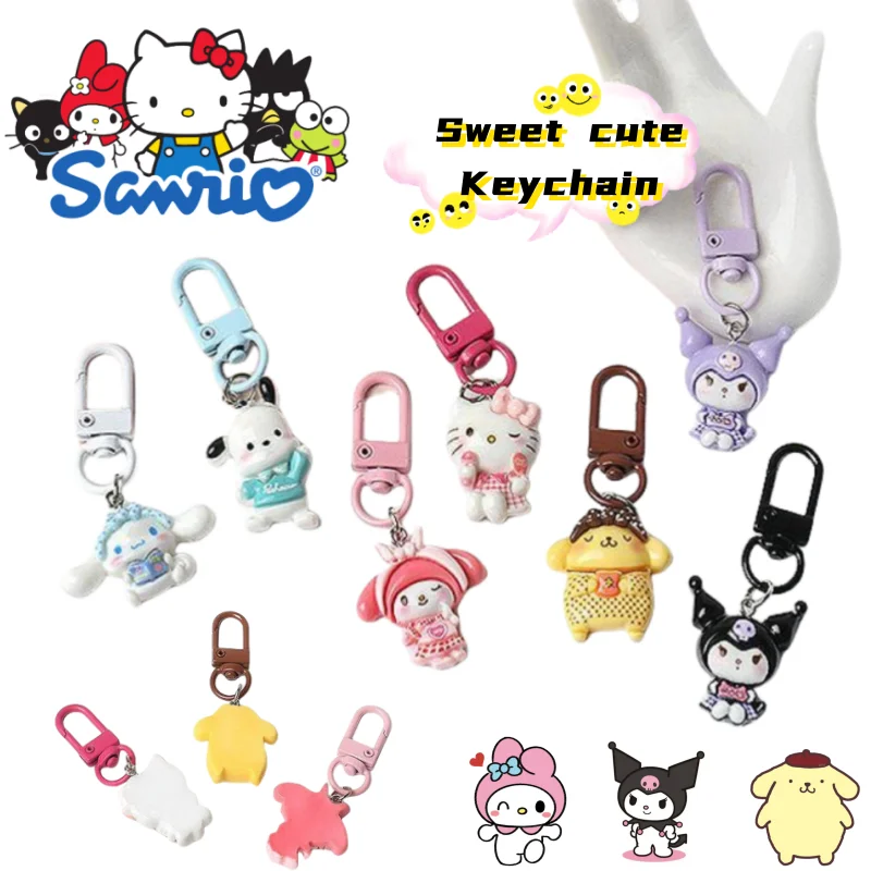 

New Sanrio Hello Kitty Kuromi Cinnamoroll anime two-dimensional keychain sweet school bag backpack decoration pendant for girls