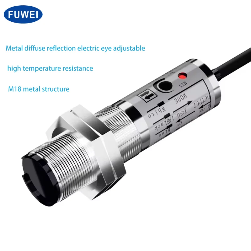 FUWEI FGY18-10NU M18 Metal Electric Eye Sensor 10cm Diffuse Reflection Detection Circular Type Photoelectric Sensor Switch for A