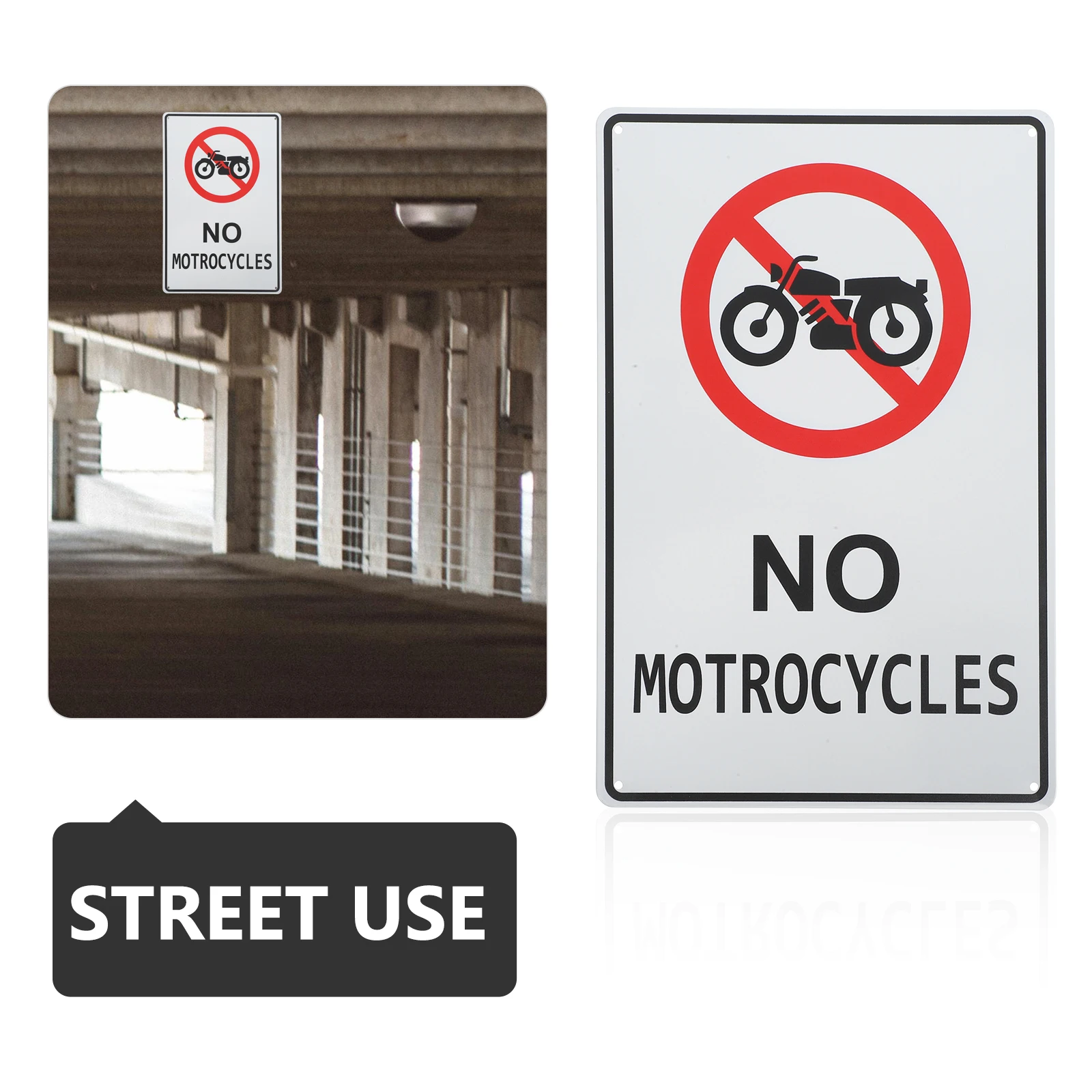 

Safety Sign Metal Street Road Signs High Visibility No Motorcycle Warning Sign for City Streets Traffic Easy