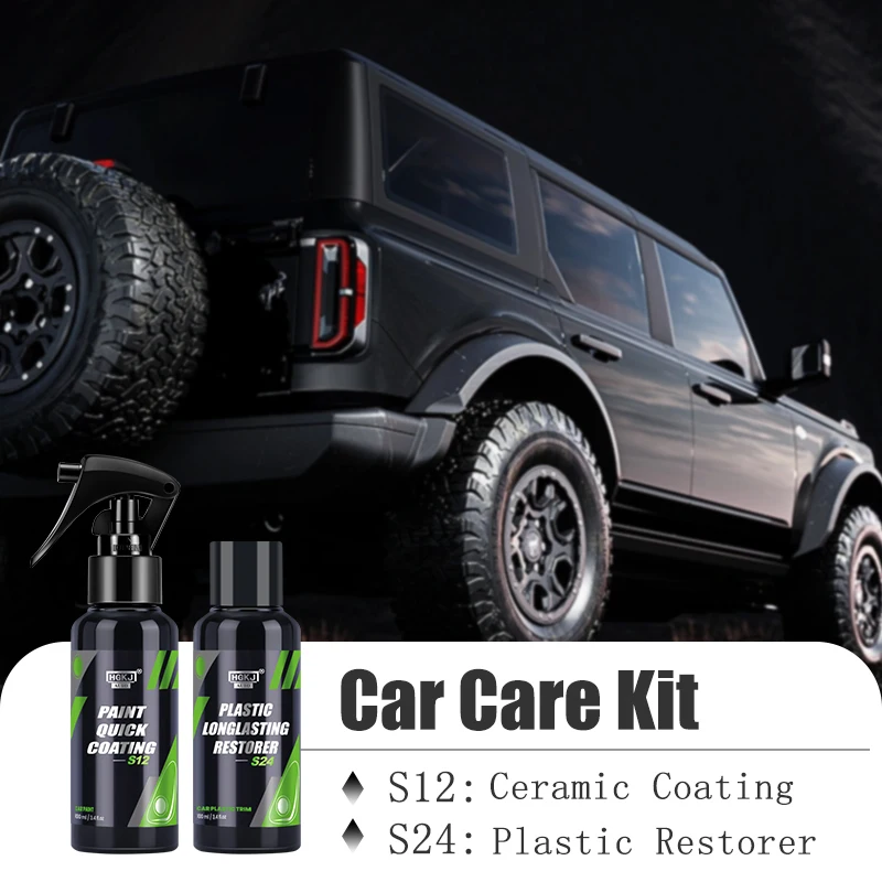 HGKJ Ceramic Car Coating&Plastic Restore Kit For Paint Care Nano Hydrophobic Spray and Exterior Plastic Repair Refurbishment