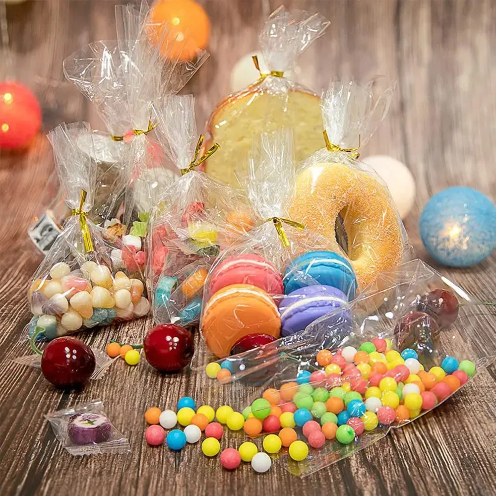 100Pc Transparent Plastic Bags Candy Lollipop Cookie Packaging Clear Opp Storage Bag Christmas Wedding Birthday Party Favors Bag