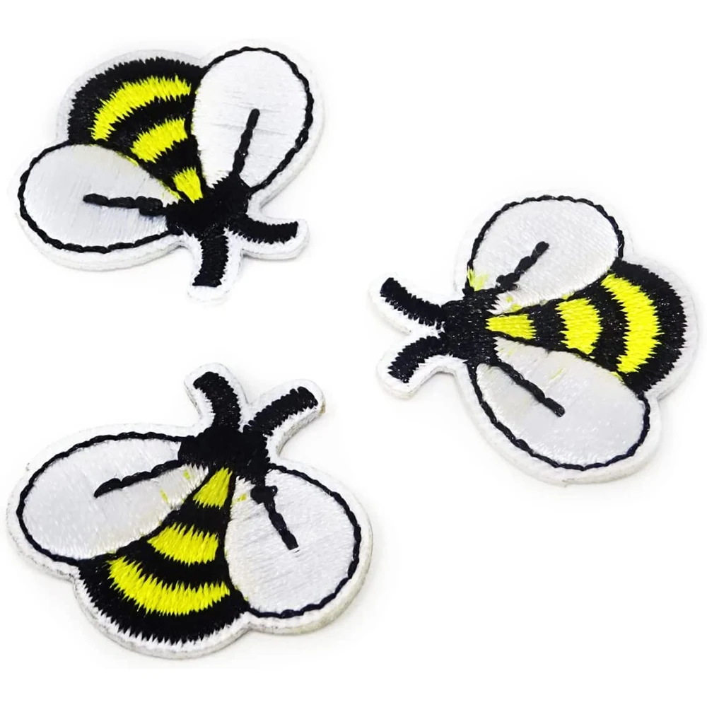 10Pcs Bee Embroidered Patches Iron-on Cute Applique Sewing Repair for Bags, Jackets, Jeans, Hats, Clothes DIY Decor