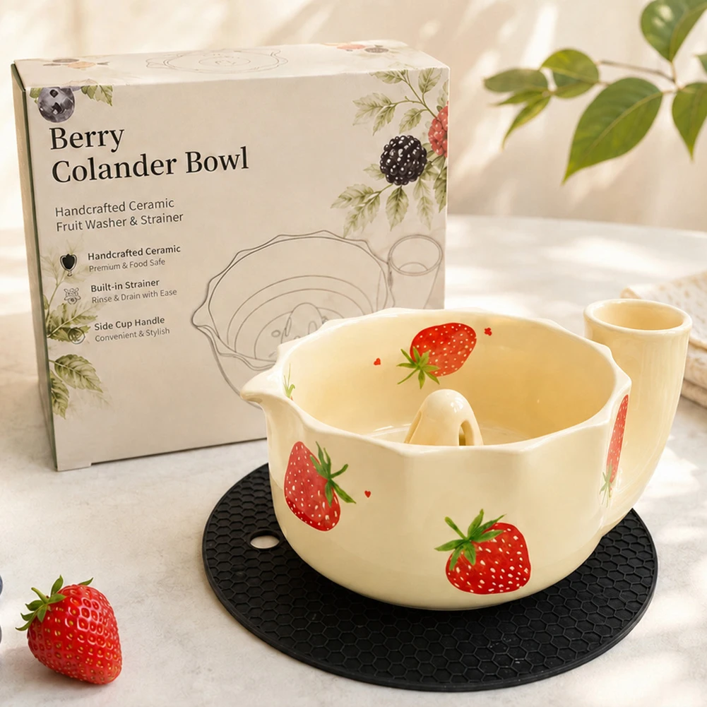 Berry Washing Colander For Kitchen Ergonomic Grip For Comfortable Rinsing. Outdoor Picnic Essential Tool