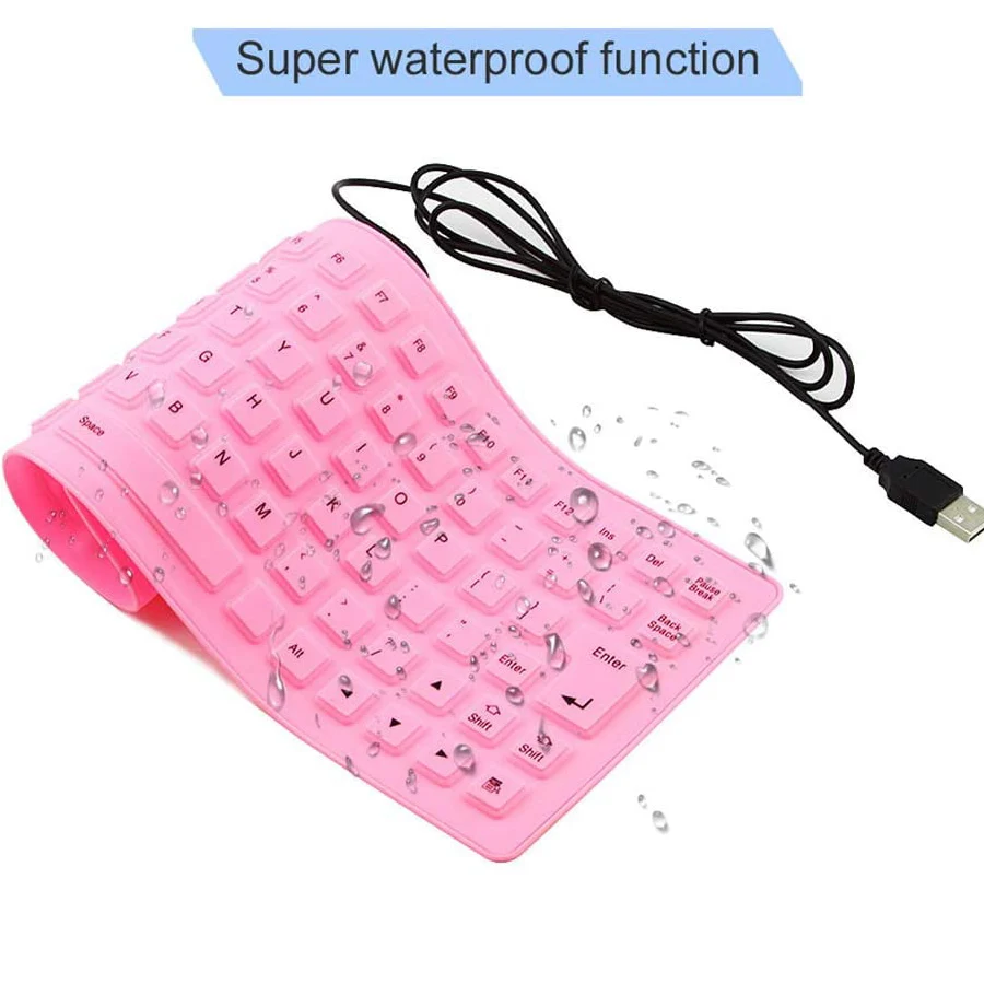 85 Keys Portable Mini USB Keyboard Flexible Waterproof Soft Silicone Gaming Keyboard Tablet Foldable Computer Keyboard Laptop