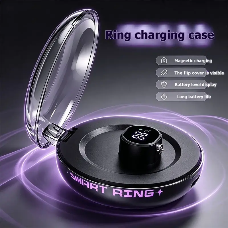FEDI-Luminou Smart Ring With Charging Case Digital Display Large Capacity Battery Fast Charging Box Black