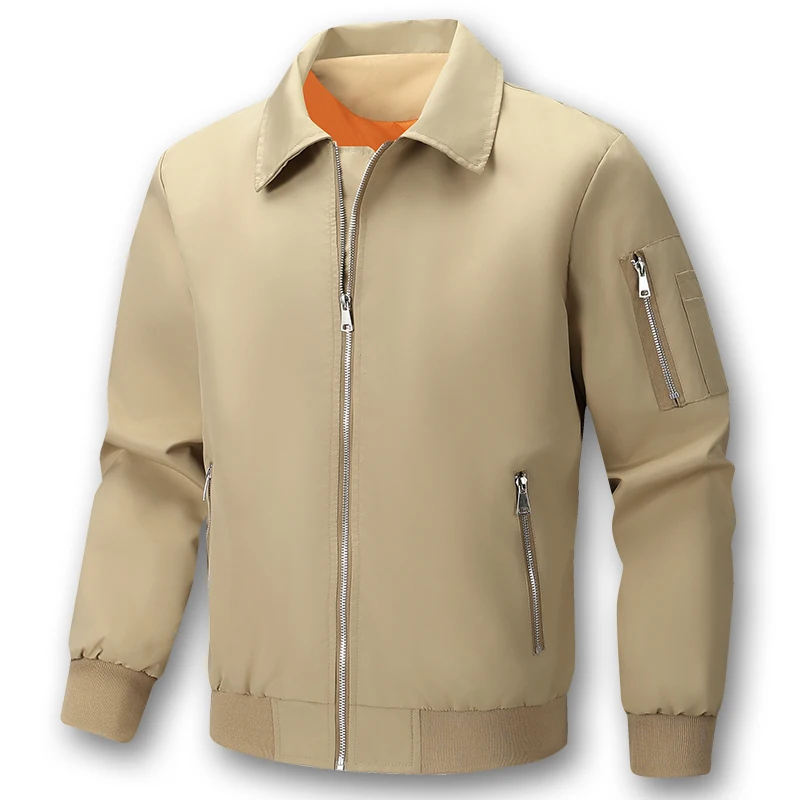 

Turndown Collar Bomber Jacket Men Lightweight Spring Autumn Men Clothing 2025 Thin Casual Jacket Men Outerwear Coats Stylish