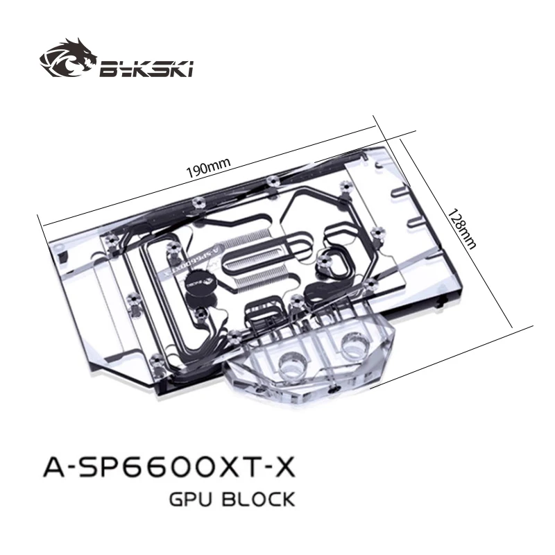 Bykski  A-SP6600XT-X GPU Water Block for Sapphire RX 6600 XT Pulse OC Video Card / PC Cooling Copper Radiator RGB Light SYNC