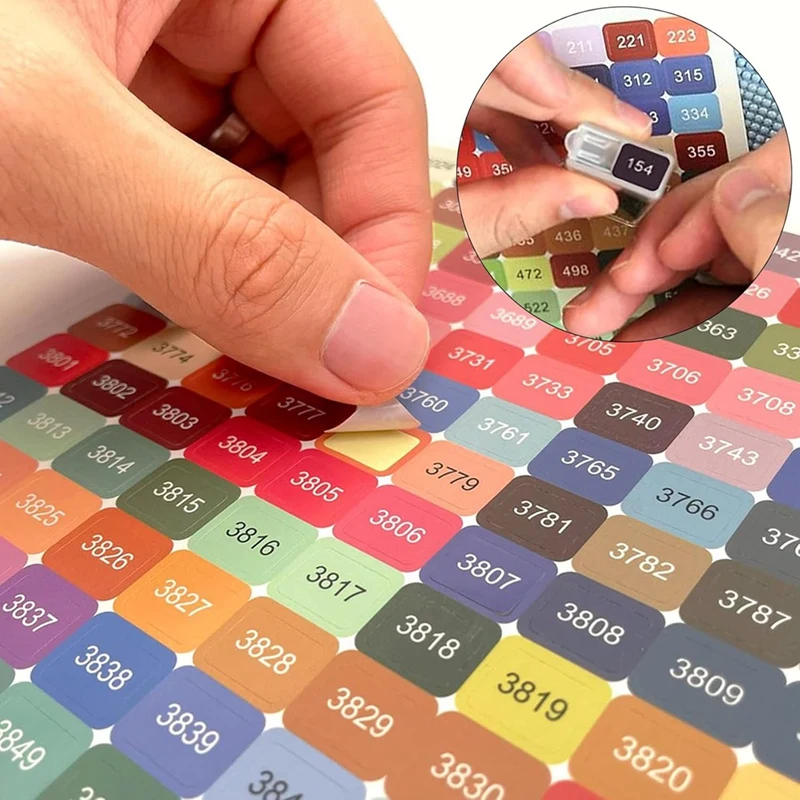 TTKK Set Label stiker, Stiker nomor warna, stiker Label kotak penyimpanan seni berlian