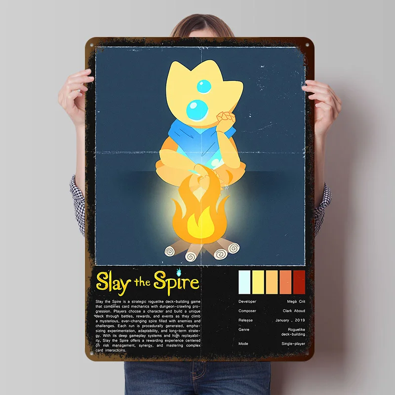 Slay the Spire Game Tinplate Poster Customized Wall Art Vintage Metal Signs Retro Plates for Home Decorations Living Room House