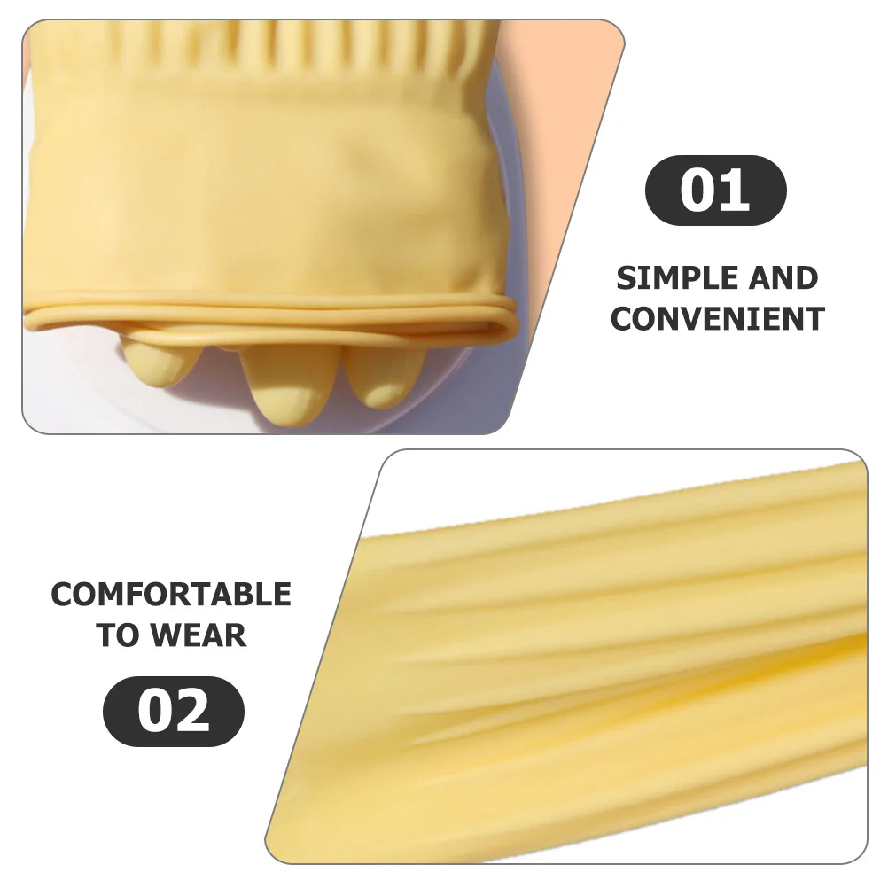 

1 Pair Extra Long Rubber Gloves Reusable Dishwashing Gloves For Kitchen Bathroom Cleaning Oil Stain Resistant Extended Cuff