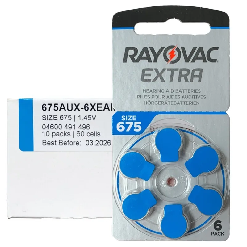 Rayovac-baterías para audífonos Extra sin mercurio, tamaño 675 675A A675 PR44, accesorios para amplificadores de sonido