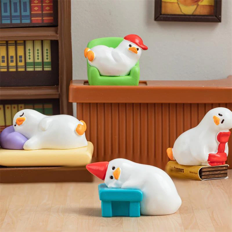 6 estilos/conjunto de resina mini pato branco ornamentos de carro decoração de mesa para casa micro paisagem estatuetas de jardim pato minúsculo acessórios diy