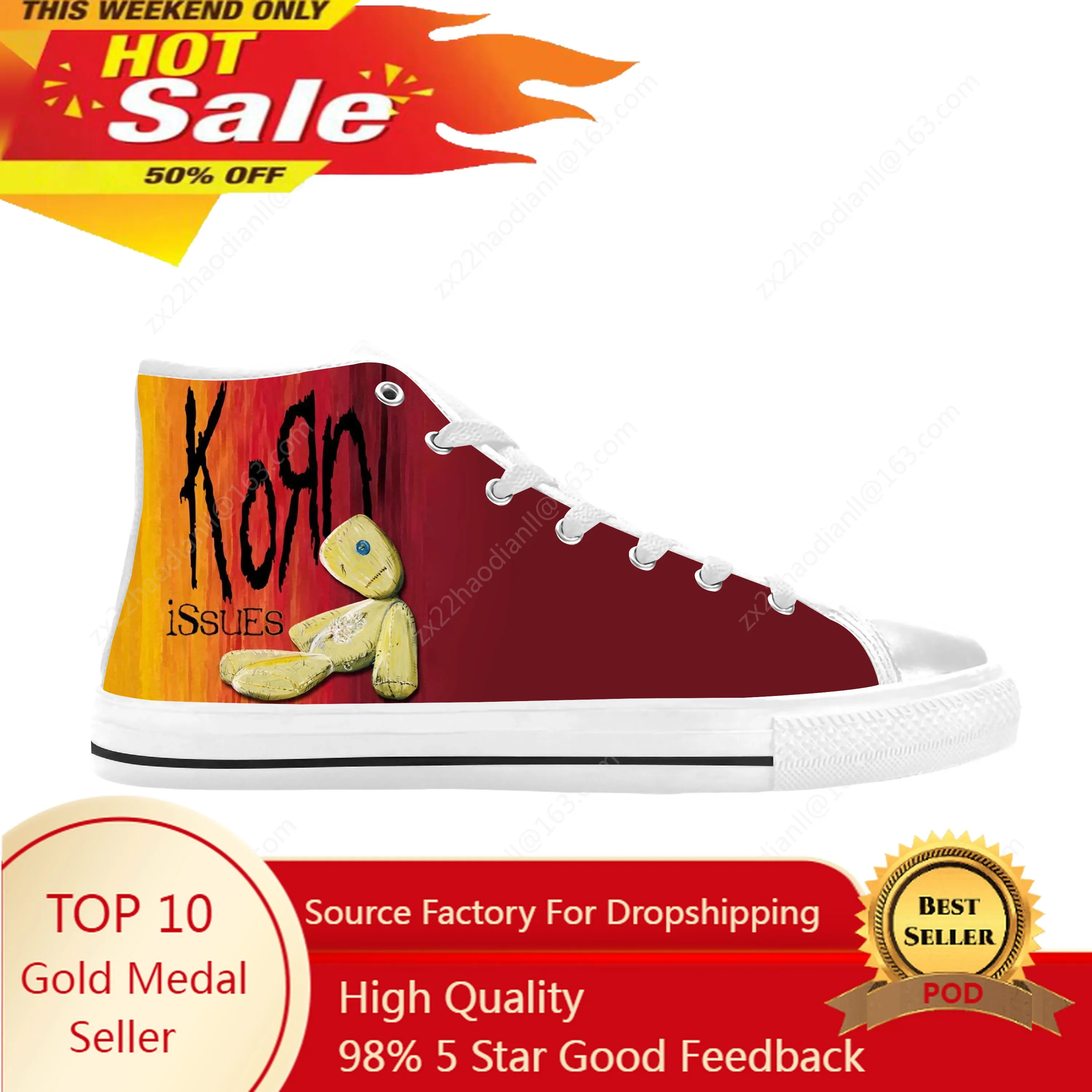 

Korn Metal Rock Band Music Horror Fashion Popular Casual Cloth Shoes High Top Comfortable Breathable 3D Print Men Women Sneakers