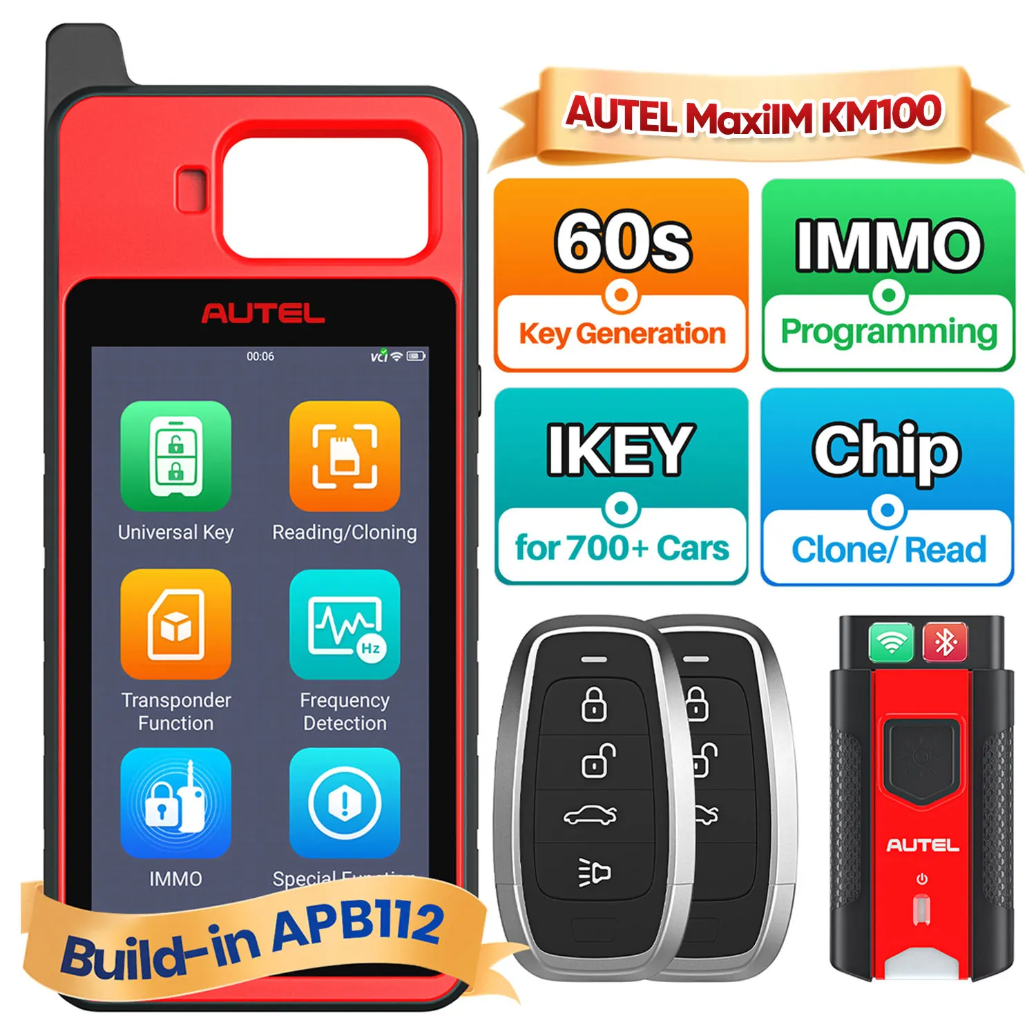 

Автосканер Autel MaxiIM KM100 X Altar KM100X для программирования ключей, считывания кодов и диагностики автомобилей, программатор ключей Ikey, инструмент для копирования кодов и диагностики транспортных средств.