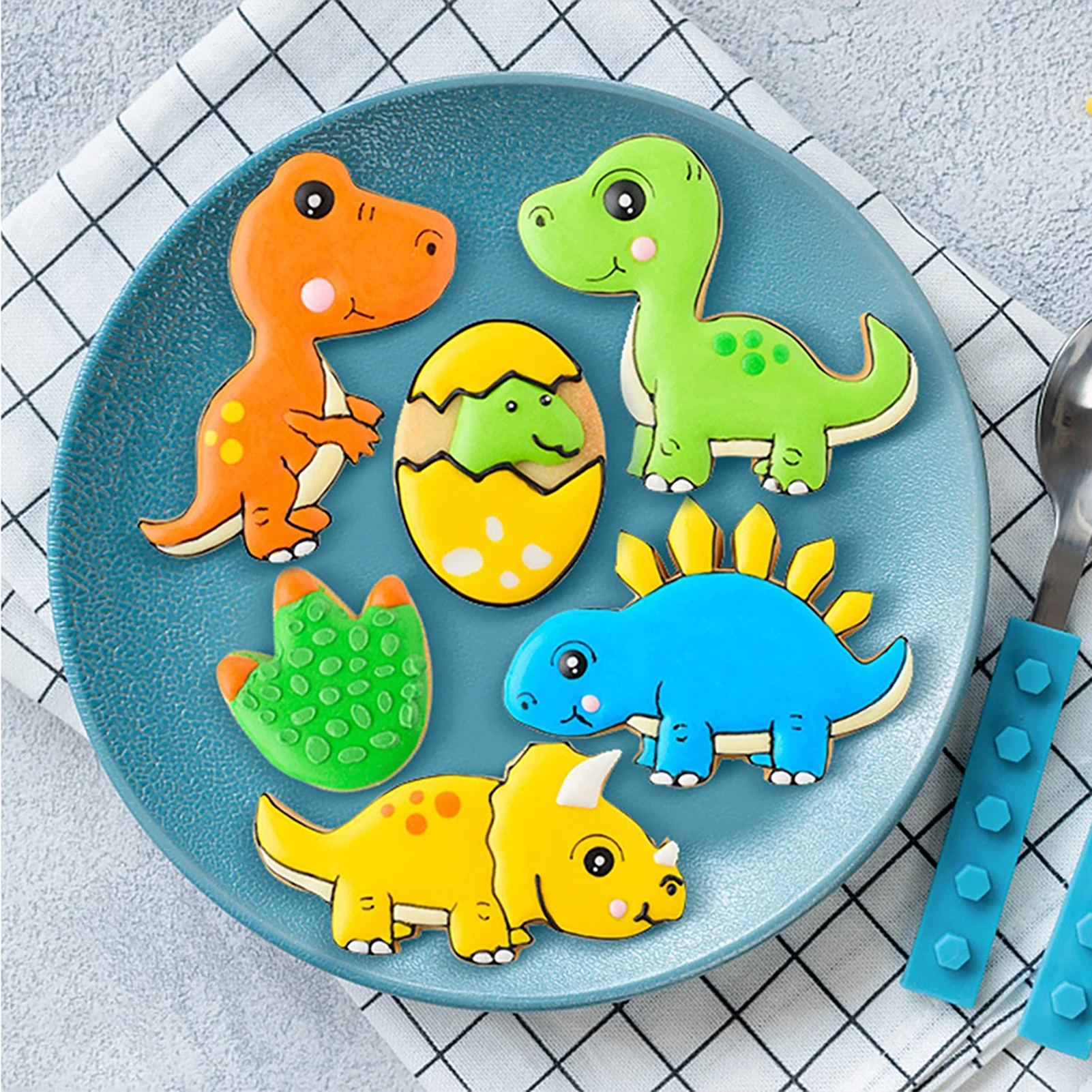 11pcs Stainless Steel Cookie Making Mold Set Dinosaur Design DIY Pancake Biscuit Maker for Kids Dinosaur Theme Birthday Party