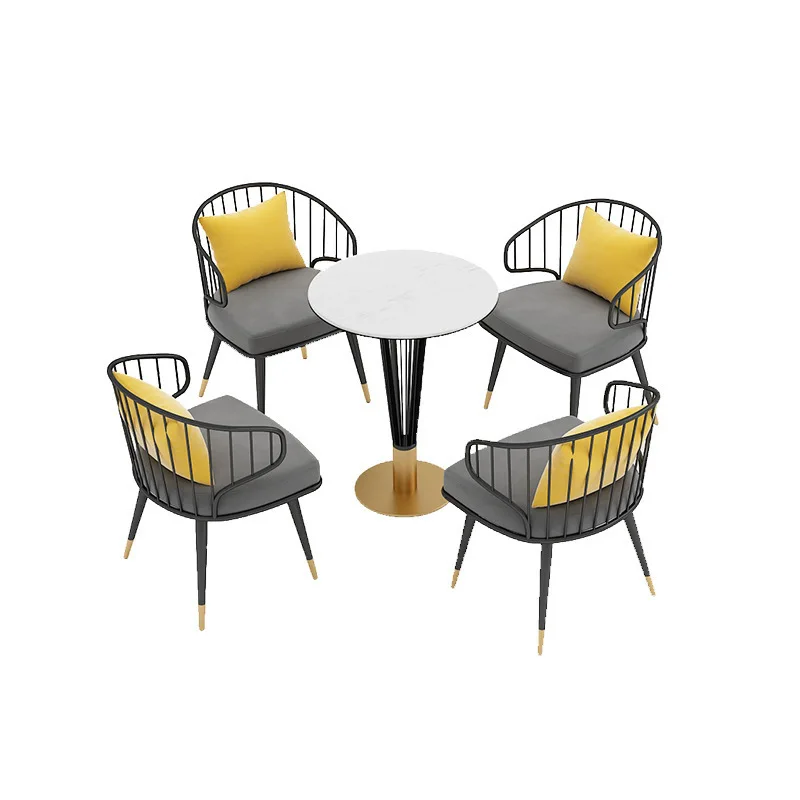 

Meeting guests to negotiate tables and chairs Commercial milk tea shop Cafe rock slab small round table